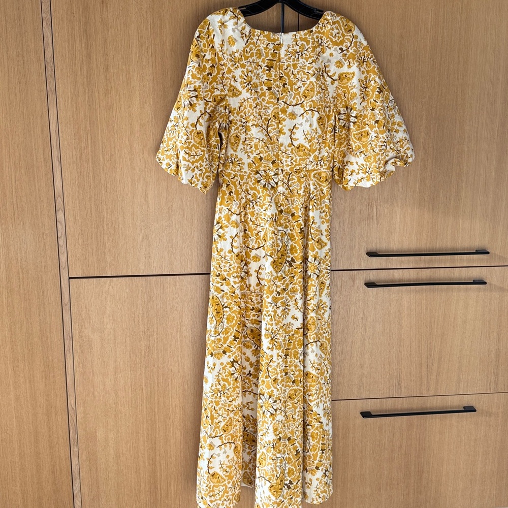 Sezane ROBE LONGUE NEOMIE ALCAZAR OCRE Yellow Floral Dress NWT SIZE 34 US 2 - Picture 15 of 16